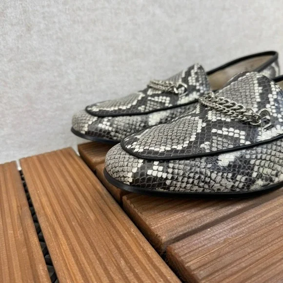 Sam Edelman Womens 10M Loafers Snake Print Chain Detail Slip On Flats Shoes - Picture 6 of 10